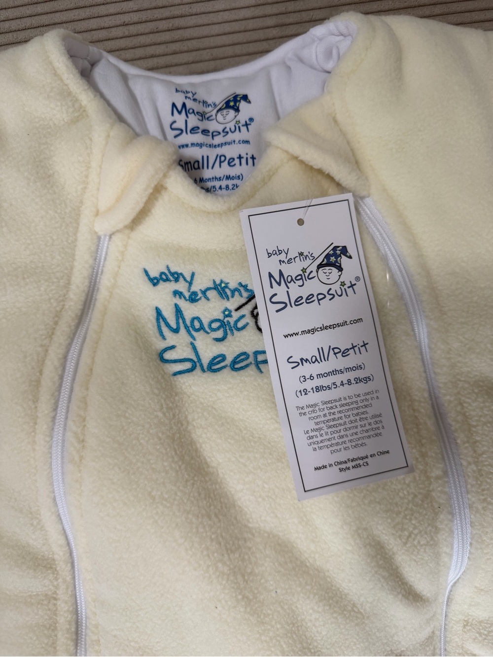 baby merlin's Magic Sleepsuit Cream Small (3-6 Months)